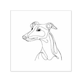 手描きグレイ・ハウンド ラインアート - ミニマリストデザイン セルフインキングスタンプ
