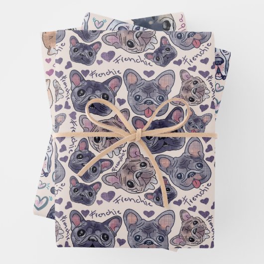 手描きグレートDaneフランスの、ブルドッグ、柴犬 ラッピングペーパーシート (インサイチュ)