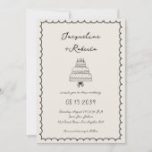 手描きケーキお洒落レトロヴィンテージウェディング 招待状 (正面)