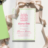 手描きケーキお洒落誕生日パーティー 招待状