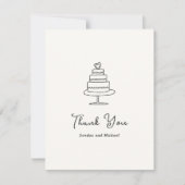 手描きケーキの落書き モダンな結婚式 サンキューカード (正面)