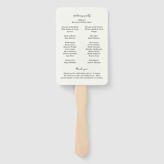 手描きケーキドードルモダン結婚式 プログラム ハンドファン (裏面)