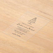 手描きケーキモダン結婚ズ アクリル招待状 (レイダウン)