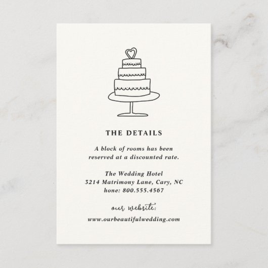 手描きケーキモダン結婚ズ エンクロージャーカード (正面)