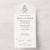 手描きケーキモダン結婚ズ オールインワン招待状 (内側)