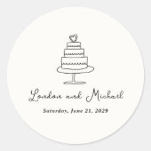 手描きケーキモダン結婚ズ ラウンドシール (正面)