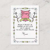 手描きコウノトリおむつラッフルカード エンクロージャーカード (正面)