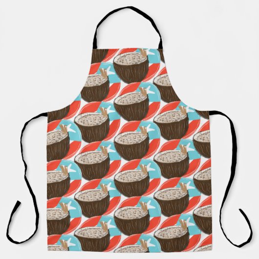 手描きコキートココナッツパターン エプロン (正面)