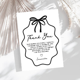 手描きコケッタボウのウェディングシャワーの感謝カード サンキューカード