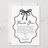 手描きコケッタボウのウェディングシャワーパーティー サンキューカード (正面)