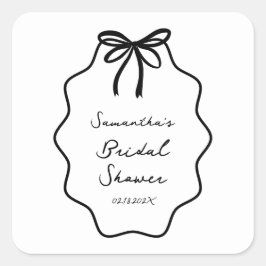 手描きコケッタボウのウェディングシャワー スクエアシール