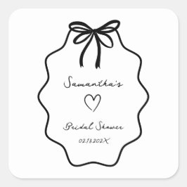 手描きコケッタボウ ブライダルシャワー スクエアシール