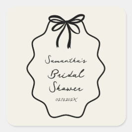 手描きコケッタ リボン ブライダルシャワー スクエアシール