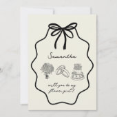 手描きコケッティボウ フラワーガール プロポーズ 招待状 (正面)