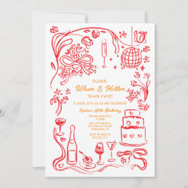 手描きコケッティ ワイザー アンド ホッター バースデー 招待状