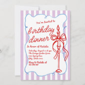 手描きコケットボウキャンドルおもしろい誕生日夕食 招待状 (正面)
