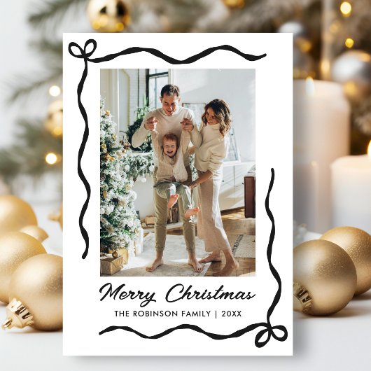 手描きコケットボウ 2枚の写真で伝えるメリークリスマス シーズンカード