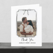 手描きコケット弓フレーム結婚の写真 サンキューカード