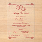 手描きコケティーベリーラブ ブライダルシャワー アクリル招待状 (正面)