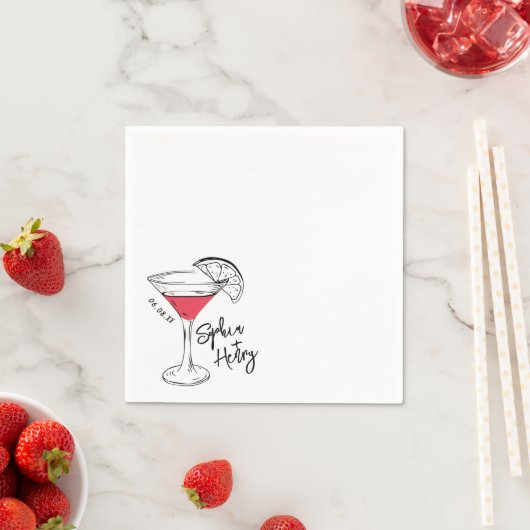 手描きコスモポリタンのカクテル スタンダードカクテルナプキン (インサイチュ)