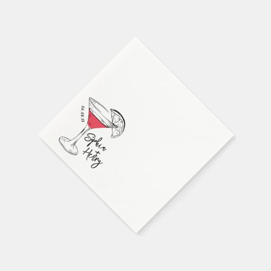 手描きコスモポリタンのカクテル スタンダードカクテルナプキン (角)