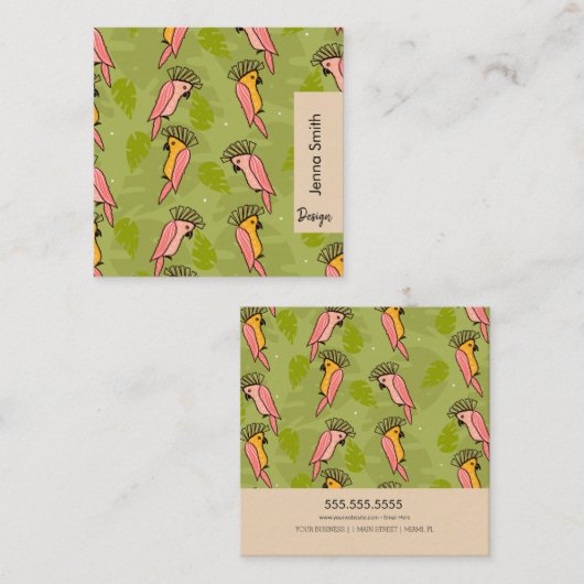 手描きコッカトオアシスガーデンフローリスト スクエア名刺 (正面/裏面)