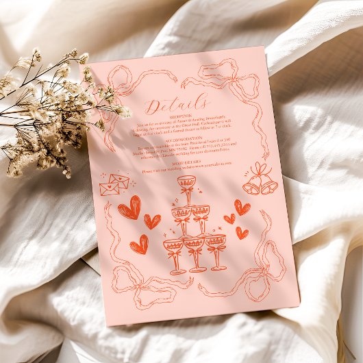 手描きコンテンポラリーレトロア結婚ート エンクロージャーカード