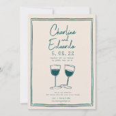 手描きコンテンポラリーレトロア結婚ート 招待状 (正面)