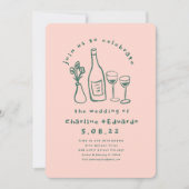 手描きコンテンポラリーレトロア結婚ート 招待状 (正面)