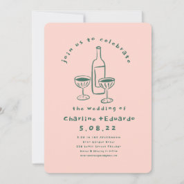 手描きコンテンポラリーレトロア結婚ート 招待状