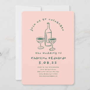 手描きコンテンポラリーレトロア結婚ート 招待状