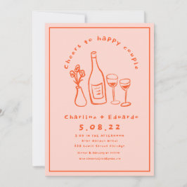 手描きコンテンポラリーレトロア結婚ート 招待状