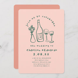 手描きコンテンポラリーレトロア結婚ート 招待状