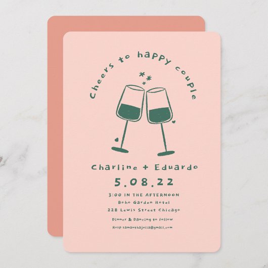 手描きコンテンポラリーレトロア結婚ート 招待状