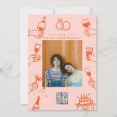 手描きコンテンポラリーレトロア結婚ート 招待状 (裏面)