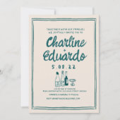 手描きコンテンポラリーレトロア結婚ート 招待状 (正面)