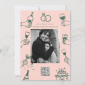 手描きコンテンポラリーレトロア結婚ート 招待状 (裏面)