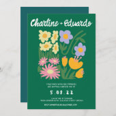 手描きコンテンポラリーレトロア結婚ート 招待状 (正面/裏面)