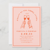 手描きコンテンポラリーレトロア結婚ート 招待状 (正面)