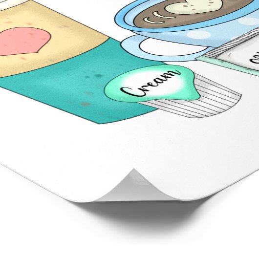 手描きコーヒーアートと引用文 ポスター (角)