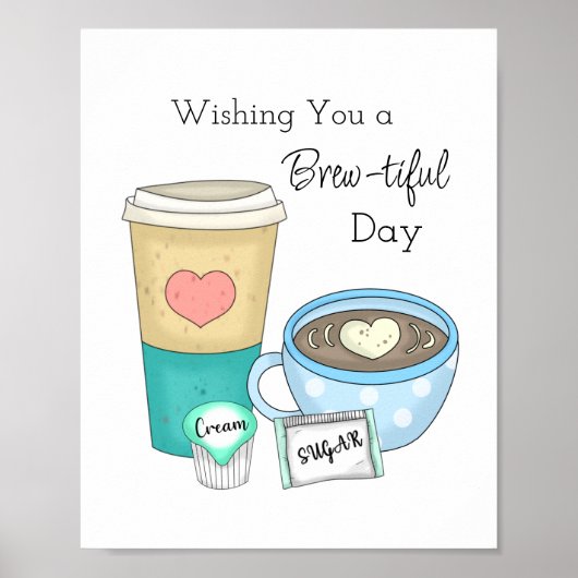 手描きコーヒーアートと引用文 ポスター (正面)