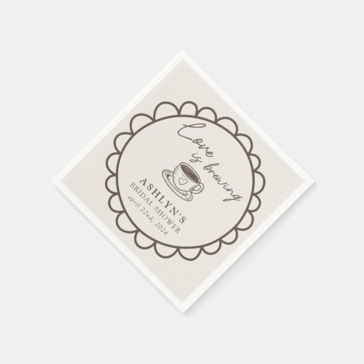 手描きコーヒーテーマのウェディングシャワーナプキン スタンダードカクテルナプキン (角)