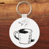 手描きコーヒーマグのスケッチのミニマリスト キーホルダー (正面)