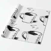 手描きコーヒーマグのスケッチのミニマリスト ラッピングペーパー (アンロールド)