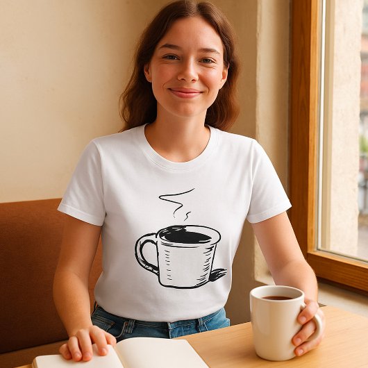 手描きコーヒーマグのスケッチのミニマリスト Tシャツ