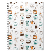 手描きコーヒー及びカフェ模様 ノートブック (正面)