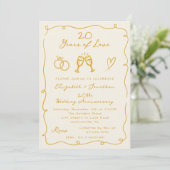 手描きゴールドの結婚記念日パーティー(何周年でも) 招待状 (スタンド正面)