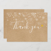 手描きゴールドハートスクリプトクリスマス感謝カード サンキューカード (正面/裏面)