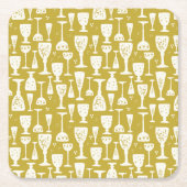 手描きゴールド ヴィンテージシャンパンフレーム スクエアペーパーコースター (正面)
