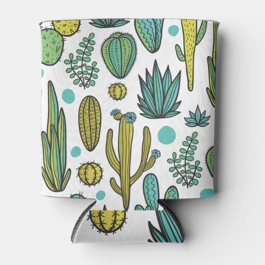 手描きサボテン自然パターン 缶クーラー (正面)